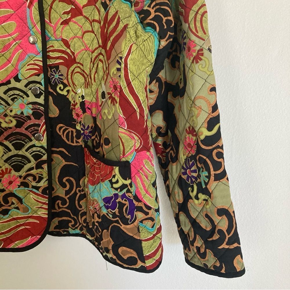 Harari 100% Silk Quilted Jacket Small Asian Inspired Bohemian Art To Wear Artsy - Picture 5 of 11